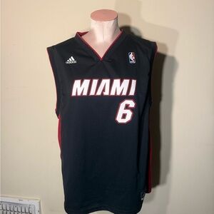 Lebron James Miami Heat Road Jersey Adidas Black and Red Sports Jersey
